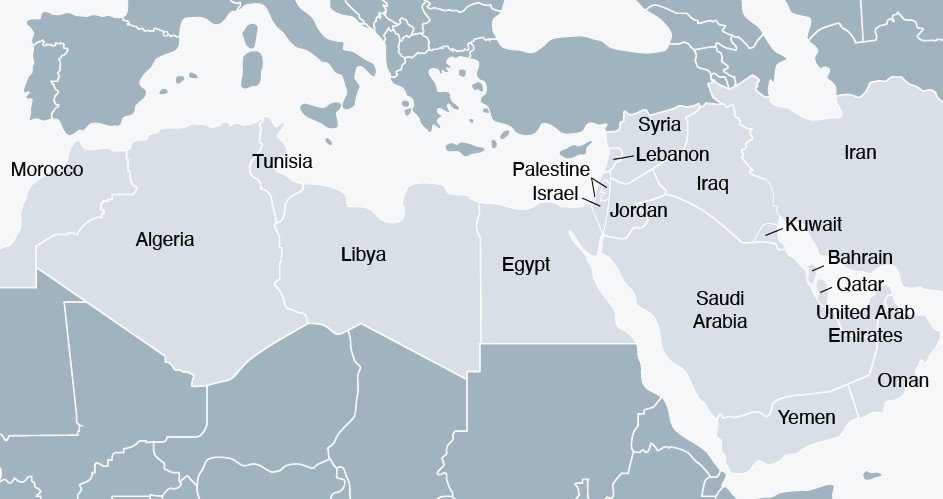 Map of MENA countries